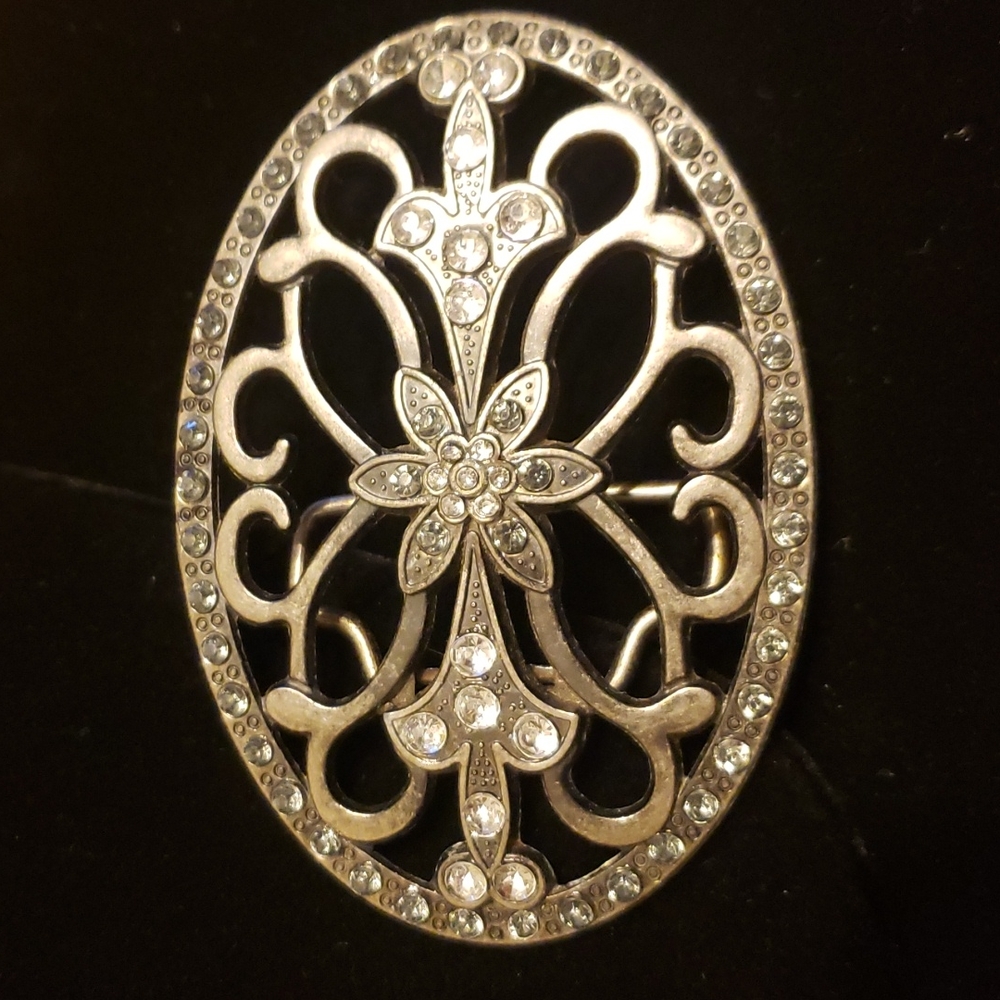 Rhinestone Floral Belt Buckle